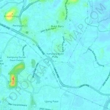 Kampung Bukit Piatu topographic map, elevation, terrain