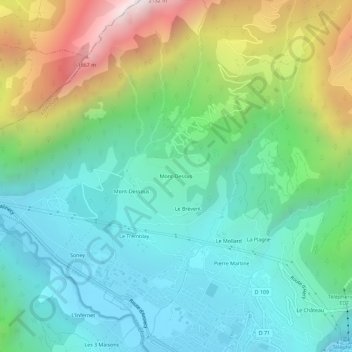 Mont-Dessus topographic map, elevation, terrain