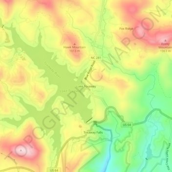 Lake Toxaway topographic map, elevation, terrain
