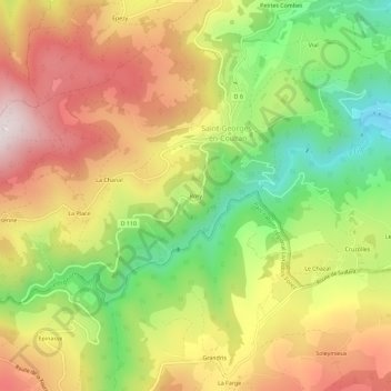 Rory topographic map, elevation, terrain