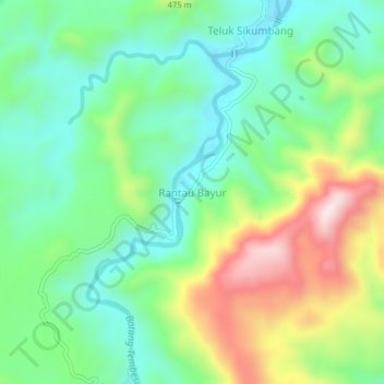 Rantau Bayur topographic map, elevation, terrain