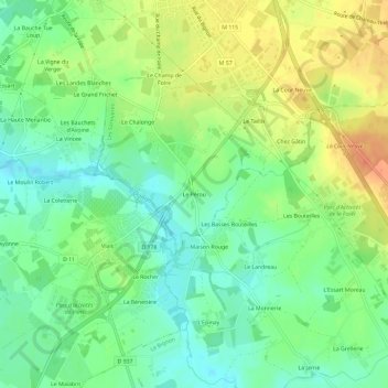 Le Pérou topographic map, elevation, terrain