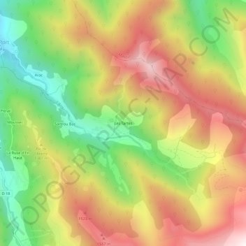 Les Tartès topographic map, elevation, terrain