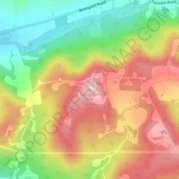 Langdon Hill topographic map, elevation, terrain