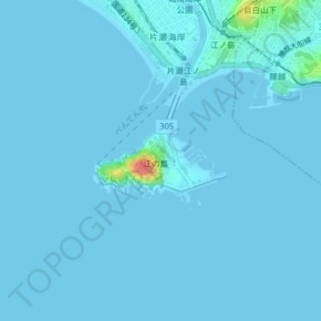 Enoshima topographic map, elevation, terrain