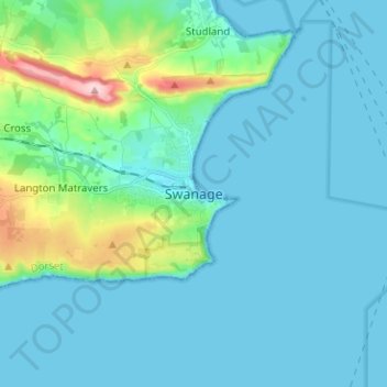 Swanage topographic map, elevation, terrain