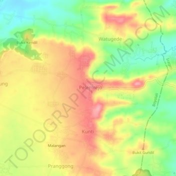 Winong topographic map, elevation, terrain
