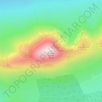 Croagh Patrick topographic map, elevation, terrain