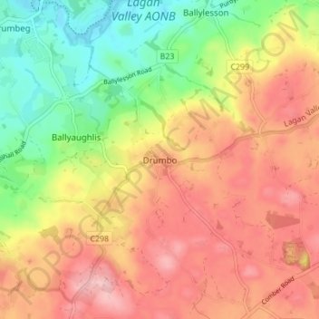 Drumbo topographic map, elevation, terrain