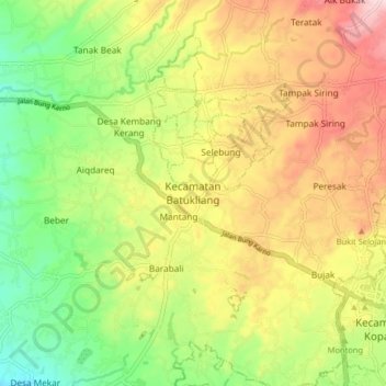 Kecamatan Batukliang topographic map, elevation, terrain