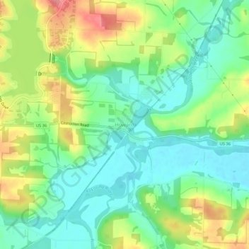 Howard topographic map, elevation, terrain