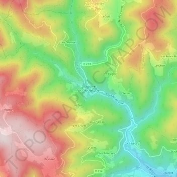 La Chapelle-sous-Rochepaule topographic map, elevation, terrain