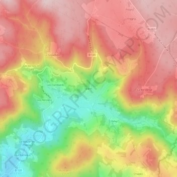 Biere topographic map, elevation, terrain