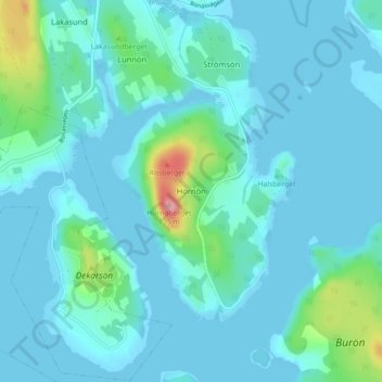 Hornön topographic map, elevation, terrain