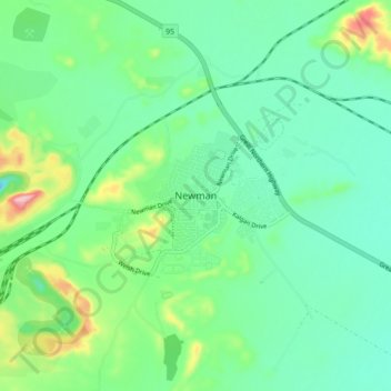 Newman topographic map, elevation, terrain