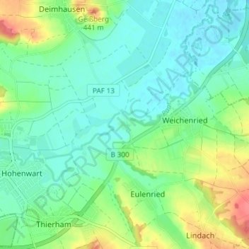 Englmannszell topographic map, elevation, terrain