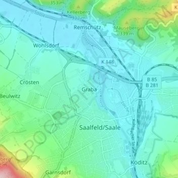 Graba topographic map, elevation, terrain