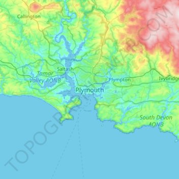 Plymouth topographic map, elevation, terrain