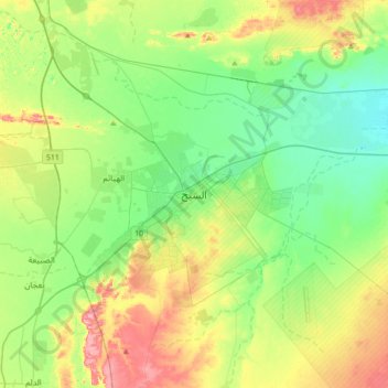 Al Saih topographic map, elevation, terrain