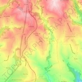Salan topographic map, elevation, terrain