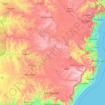 Santa Catarina topographic map, elevation, terrain