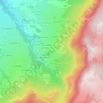 Cornat topographic map, elevation, terrain