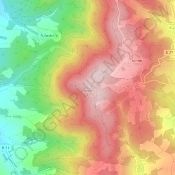 Tromm topographic map, elevation, terrain
