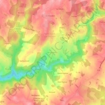 Lacoussiere topographic map, elevation, terrain