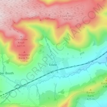 Grindsbrook Booth topographic map, elevation, terrain