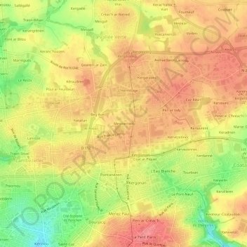Mesmerrien topographic map, elevation, terrain