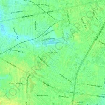 Devon Park topographic map, elevation, terrain