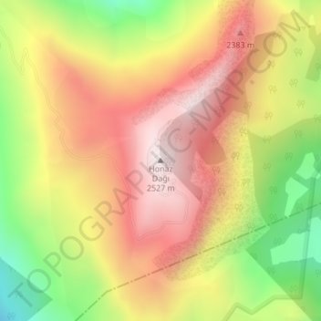 Mount Honaz topographic map, elevation, terrain