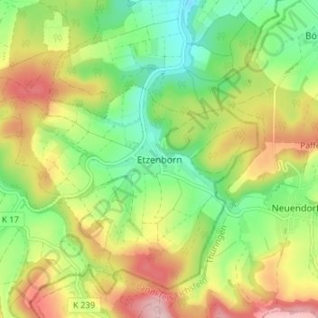 Etzenborn topographic map, elevation, terrain
