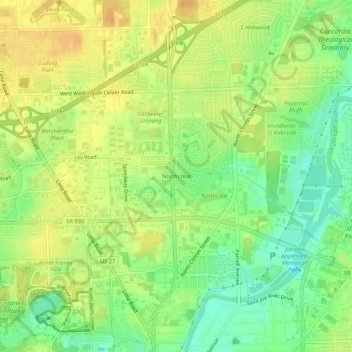 Northcrest topographic map, elevation, terrain