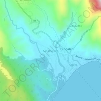 Caragsacan topographic map, elevation, terrain