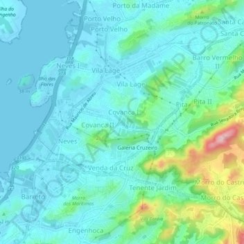 Neves topographic map, elevation, terrain