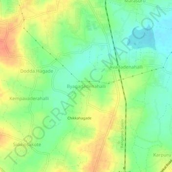 Byagadadenahalli topographic map, elevation, terrain