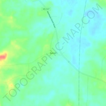 Burnell topographic map, elevation, terrain