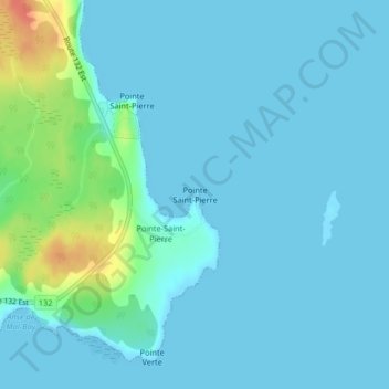 Pointe Saint-Pierre topographic map, elevation, terrain