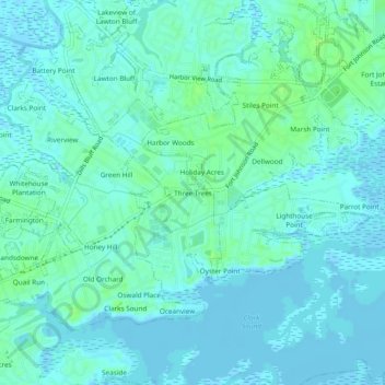 Three Trees topographic map, elevation, terrain