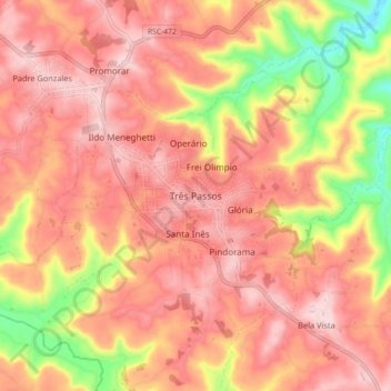 Três Passos topographic map, elevation, terrain