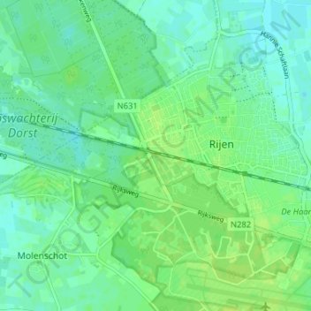 Vijf Eiken topographic map, elevation, terrain