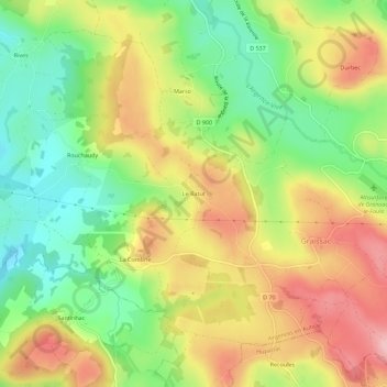 Le Batut topographic map, elevation, terrain