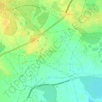 Pennalur topographic map, elevation, terrain
