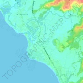 Amungan topographic map, elevation, terrain