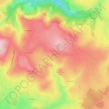 Bolzat topographic map, elevation, terrain
