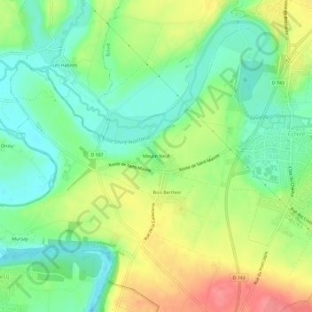 Moulin Neuf topographic map, elevation, terrain