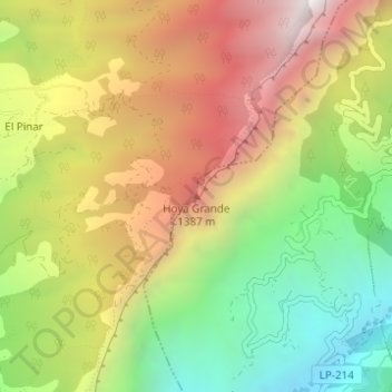 Hoya Grande topographic map, elevation, terrain