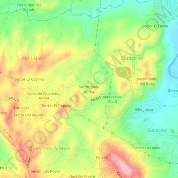 Sector Jalda Arriba topographic map, elevation, terrain