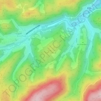 Brenscheid topographic map, elevation, terrain